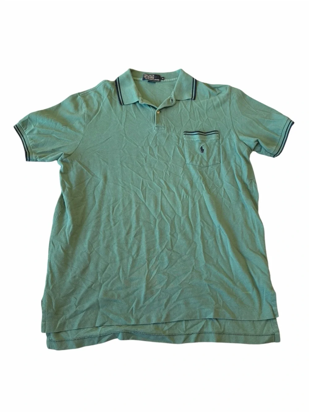 Men’s Polo Ralph Lauren Woven Short Sleeve Shirt Pullover XL Green‎ Navy Blue